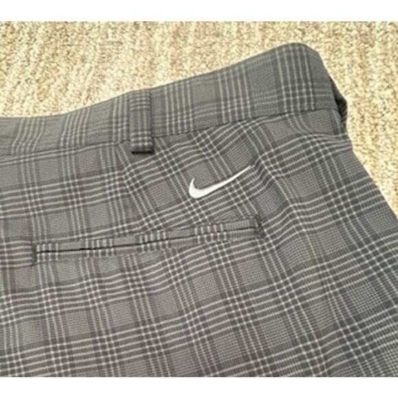NIke Golf Dri-Fit Gray Plaid Flat Front Button Mens Stretch Shorts Size 40 - Picture 9 of 10